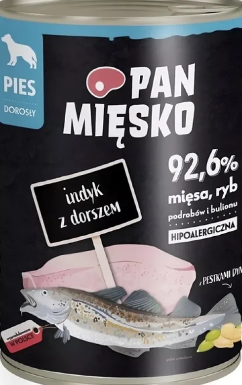 Pan Mięsko Indyk z Dorszem Mokra Karma dla psa op. 400g