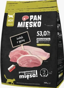 Pan Mięsko Indyk z gęsią Sucha Karma dla kota op. 400g