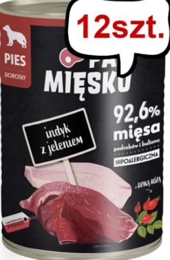 Pan Mięsko Indyk z jeleniem Mokra Karma dla psa op. 400g Pakiet 12szt.