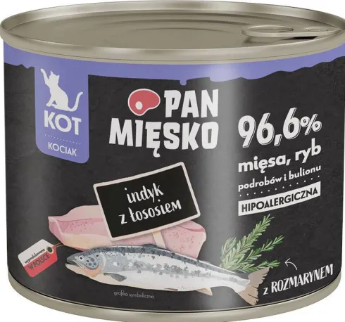 Pan Mięsko Kitten Indyk z łososiem Mokra Karma dla kociąt op. 200g