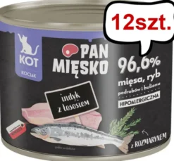 Pan Mięsko Kitten Indyk z łososiem Mokra Karma dla kociąt op. 200g Pakiet 12szt.