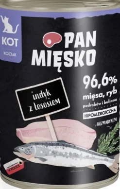 Pan Mięsko Kitten Indyk z łososiem Mokra Karma dla kociąt op. 400g Pakiet 12szt.