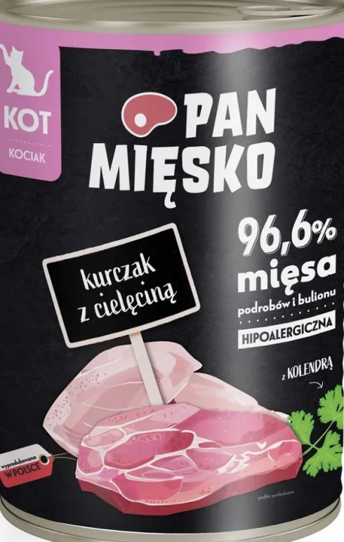 Pan Mięsko Kitten Kurczak z cielęciną Mokra Karma dla kociąt op. 400g