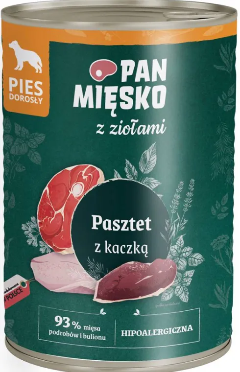 Pan Mięsko Pasztet z ziołami i kaczką Mokra Karma dla psa op. 400g