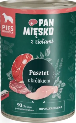 Pan Mięsko Pasztet z ziołami i królikiem Mokra Karma dla psa op. 400g Pakiet 12szt.