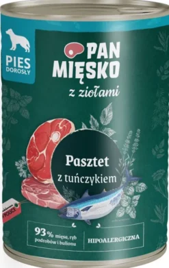 Pan Mięsko Pasztet z ziołami i tuńczykiem Mokra Karma dla psa op. 400g Pakiet 12szt.