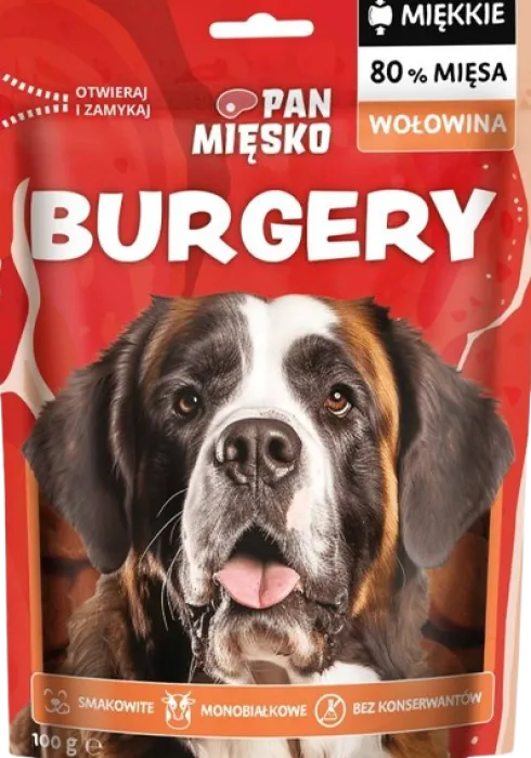 Pan Mięsko Przysmak Burgery z Wołowiną dla psa op. 100g