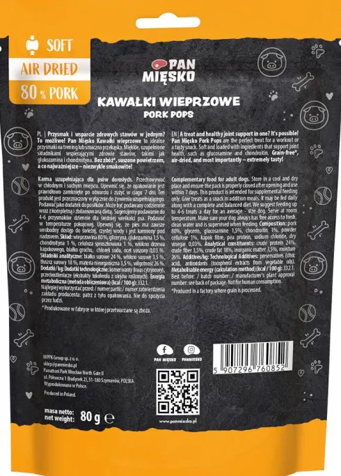 Pan Mięsko Przysmak Kawałki Wieprzowe dla psa op. 80g