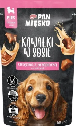 Pan Mięsko Puppy Cielęcina z przepiórką w sosie Mokra Karma dla szczeniaka op. 150g