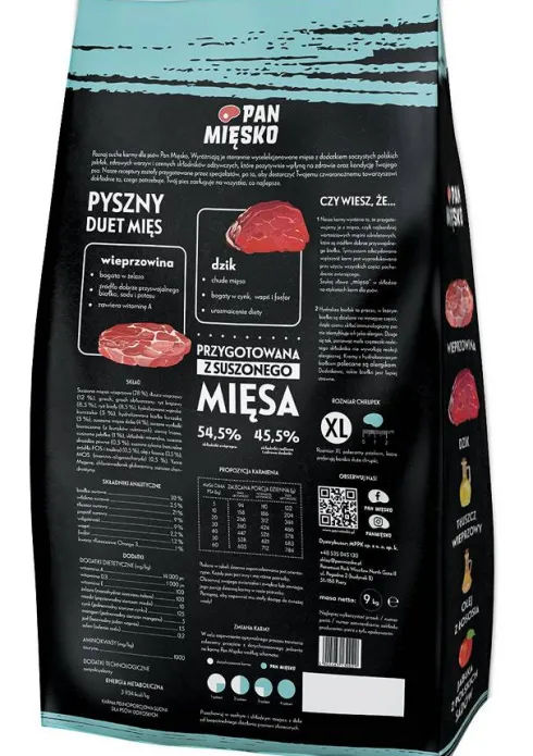 Pan Mięsko Wieprzowina z dzikiem Extra Large Sucha Karma dla psa op. 9kg