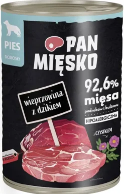 Pan Mięsko Wieprzowina z dzikiem Mokra Karma dla psa op. 400g