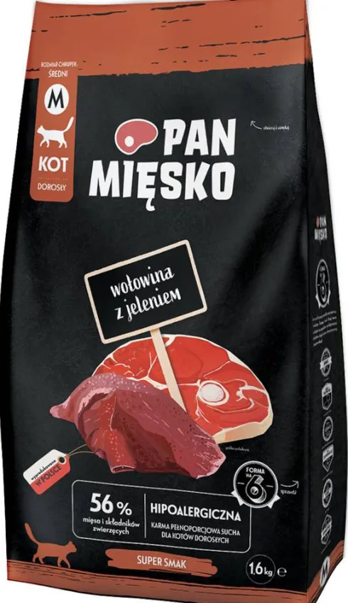 Pan Mięsko Wołowina z jeleniem Sucha Karma dla kota op. 1.6kg