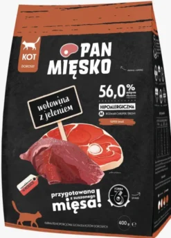 Pan Mięsko Wołowina z jeleniem Sucha Karma dla kota op. 400g