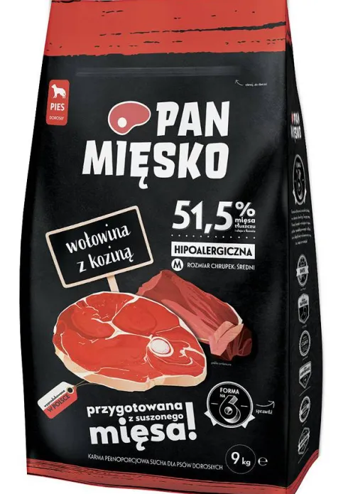 Pan Mięsko Wołowina z koziną Medium Sucha Karma dla psa op. 20kg