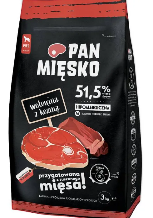 Pan Mięsko Wołowina z koziną Medium Sucha Karma dla psa op. 3kg