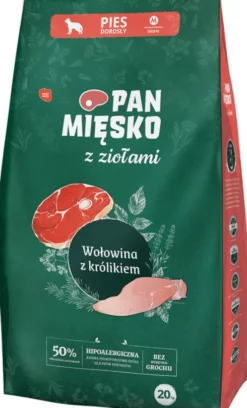 Pan Mięsko z Ziołami Wołowina z królikiem Medium Sucha Karma dla psa op. 20kg
