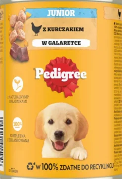 Pedigree Junior Kurczak w galaretce Mokra Karma dla szczeniaka op. 400g Pakiet 24szt.
