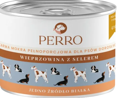 Perro Adult Wieprzowina z selerem Mokra Karma dla psa op. 410g Pakiet 6szt.