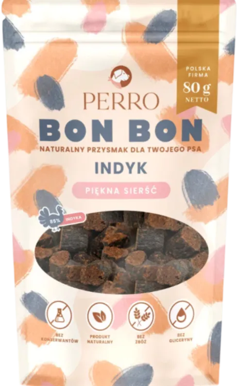 Perro BON BON Indyk piękna sierść Przysmaki dla psa op. 80g