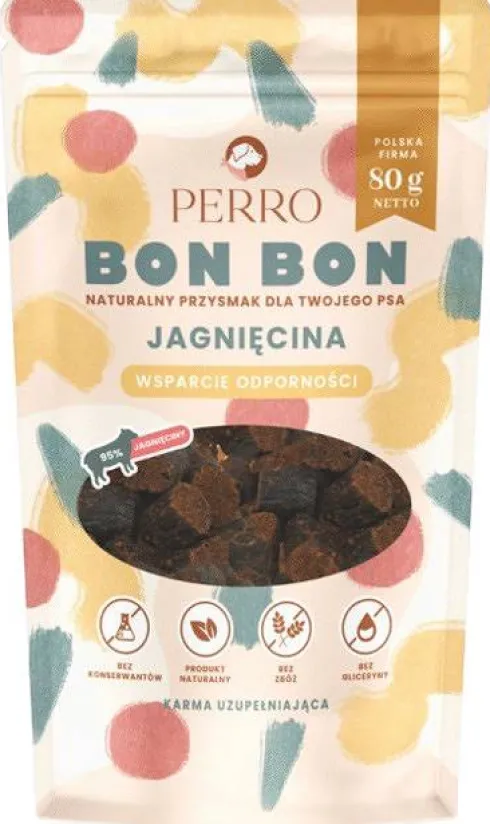 Perro BON BON Jagnięcina Wsparcie odporności Przysmaki dla psa op. 80g