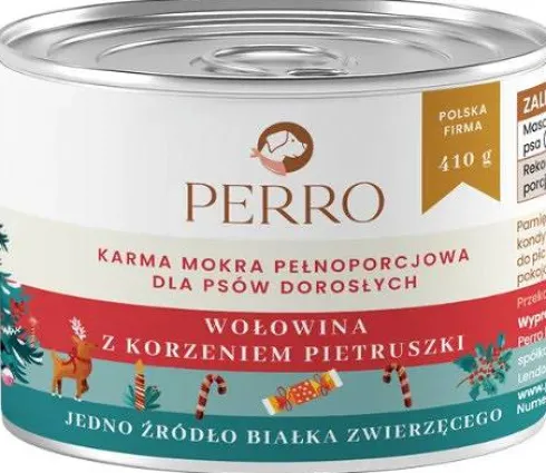 Perro Christmas Adult Wołowina z korzeniem pietruszki Mokra Karma dla psa op. 410g WYPRZEDAŻ
