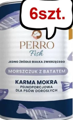 Perro Fish Adult Morszczuk z batatami Mokra Karma dla psa op. 400g Pakiet 6szt.