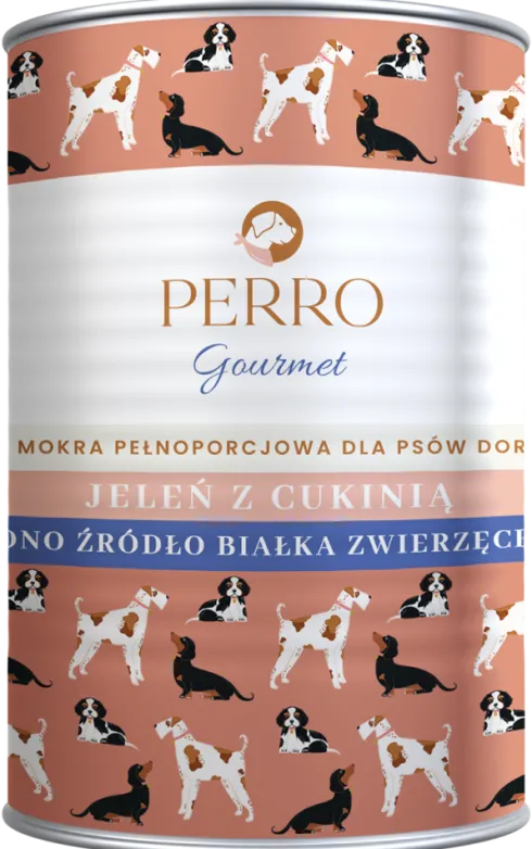 Perro Gourmet Adult Jeleń z cukinią Mokra Karma dla psa op. 400g Pakiet 6szt.