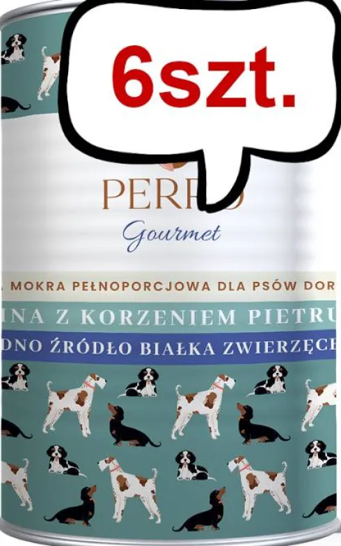 Perro Gourmet Adult Konina z korzeniem pietruszki Mokra Karma dla psa op. 400g Pakiet 6szt.