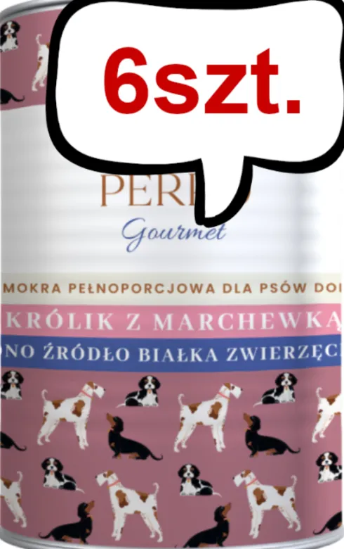 Perro Gourmet Adult Królik z marchewką Mokra Karma dla psa op. 400g Pakiet 6szt.