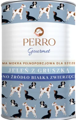Perro Gourmet Junior Jeleń z gruszką Mokra Karma dla szczeniaka op. 400g Pakiet 6szt.