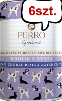 Perro Junior Królik z dynią Mokra Karma dla szczeniaka op. 400g Pakiet 6szt.