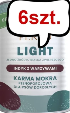 Perro Light Indyk z warzywami Mokra Karma dla psa op. 400g Pakiet 6szt.