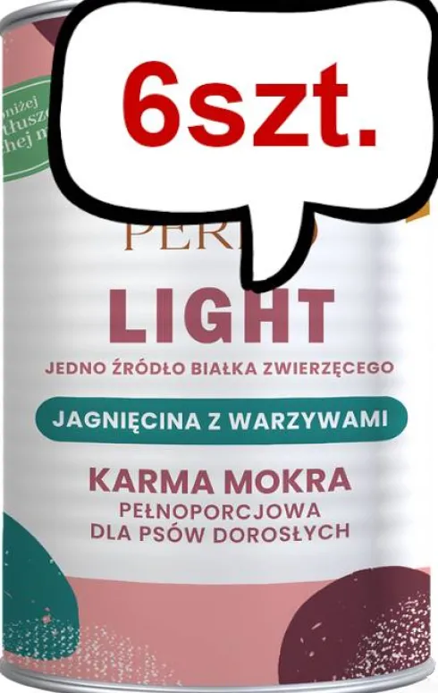 Perro Light Jagnięcina z warzywami Mokra Karma dla psa op. 400g Pakiet 6szt.