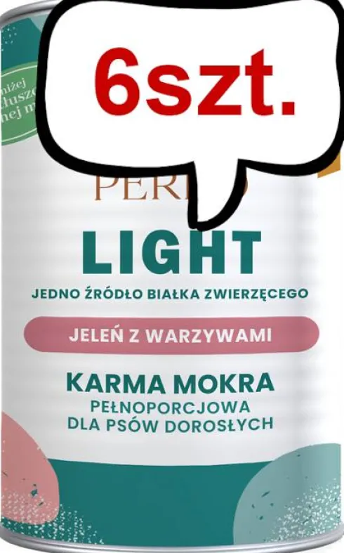 Perro Light Jeleń z warzywami Mokra Karma dla psa op. 400g Pakiet 6szt.
