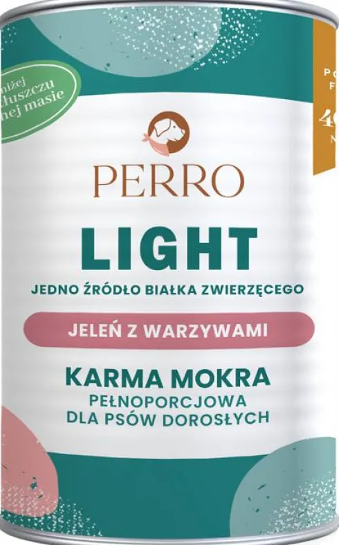 Perro Light Jeleń z warzywami Mokra Karma dla psa op. 400g Pakiet 6szt.
