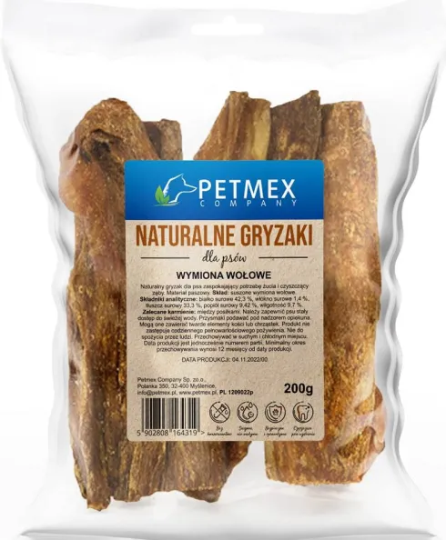 Petmex Gryzak Wymiona wołowe dla psa op. 200g