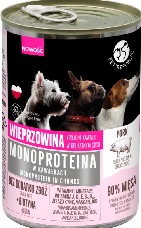 Pet Republic Adult Monoproteina Wieprzowina Mokra Karma dla psa op. 400g Pakiet 10szt.