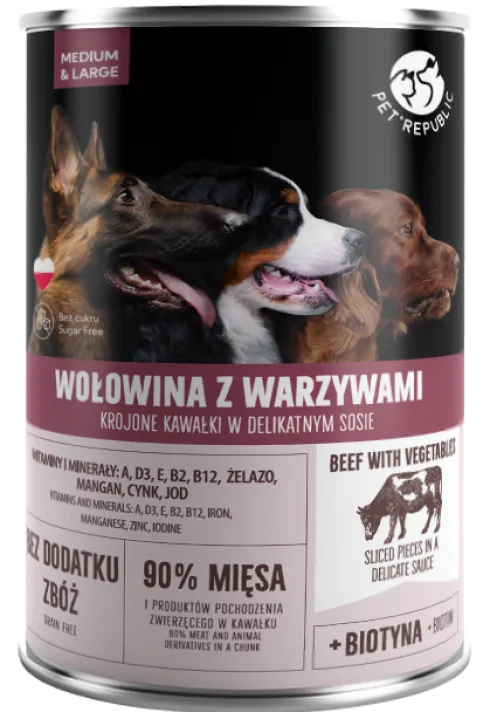 Pet Republic Adult Wołowina z warzywami Mokra Karma dla psa op. 1250g