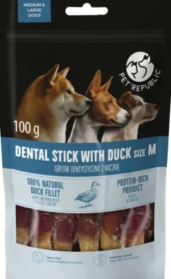 Pet Republic Przysmak Dental Stick with Duck Size M dla psa op. 100g