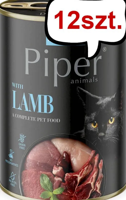 Piper Animals Adult Jagnięcina Mokra Karma dla kota op. 400g Pakiet 12szt.