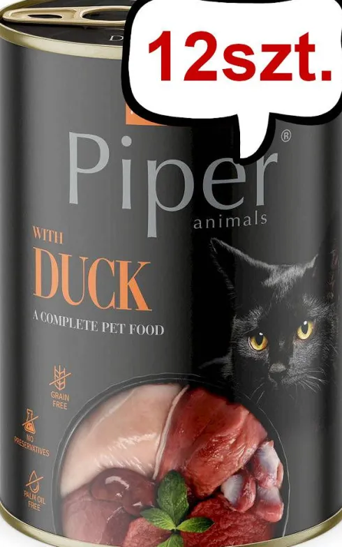 Piper Animals Adult Kaczka Mokra Karma dla kota op. 400g Pakiet 12szt.