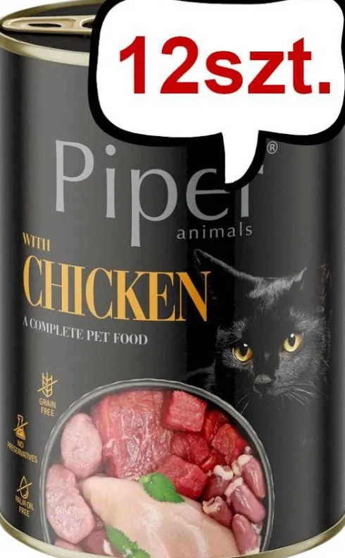 Piper Animals Adult Kurczak Mokra Karma dla kota op. 400g Pakiet 12szt.