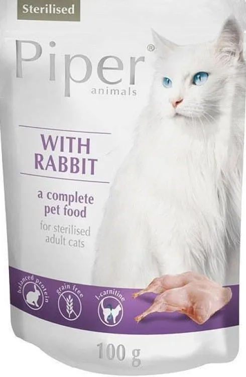 Piper Animals Sterilised Królik Mokra Karma dla kota op. 100g Pakiet 10szt.