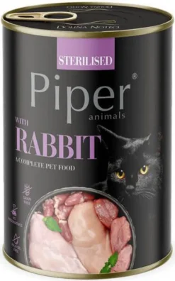 Piper Animals Sterilised Królik Mokra Karma dla kota op. 400g Pakiet 12szt.