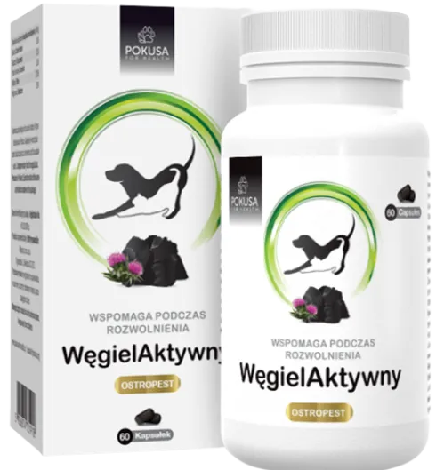 Pokusa GreenLine Węgiel Aktywny dla psa i kota op. 60 kapsułek