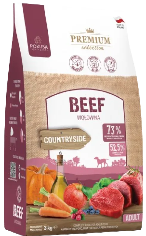 Pokusa Premium Selection Countryside Beef Sucha Karma dla psa op. 3kg