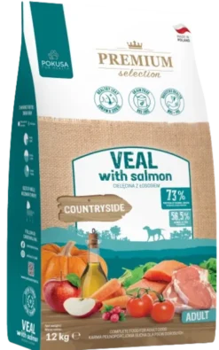 Pokusa Premium Selection Countryside Veal with salmon Sucha Karma dla psa op. 12kg