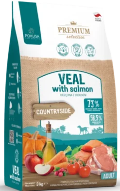 Pokusa Premium Selection Countryside Veal with salmon Sucha Karma dla psa op. 3kg