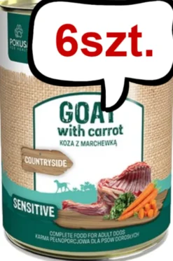 Pokusa Premium Selection Countryside Adult Koza z marchewką Mokra Karma dla psa op. 400g Pakiet 6szt. + Silikonowa pokrywka z łyżeczką GRATIS
