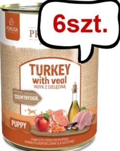 Pokusa Premium Selection Countryside Puppy Indyk z cielęciną Mokra Karma dla szczeniaka op. 400g Pakiet 6szt. WYPRZEDAŻ